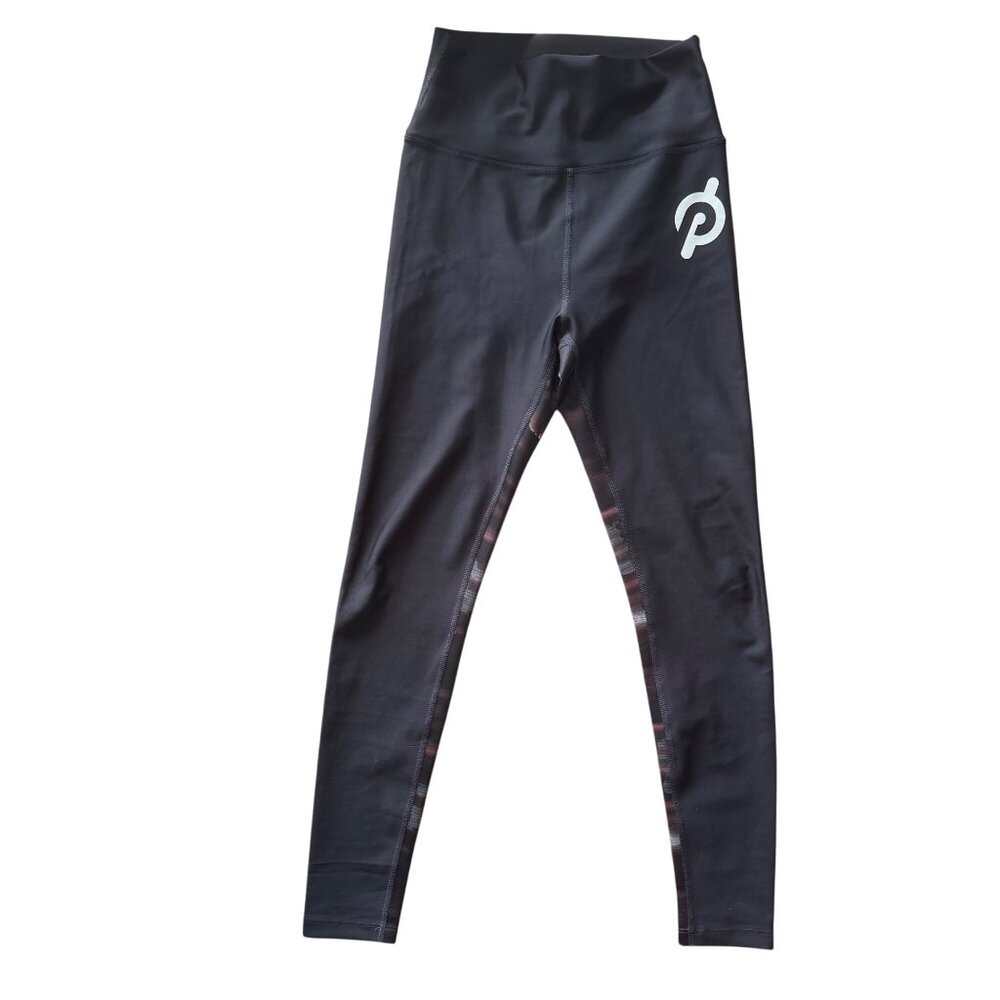 Peloton Womens Leggings M High-Waisted Black Logo Print Activewear Gym Bike